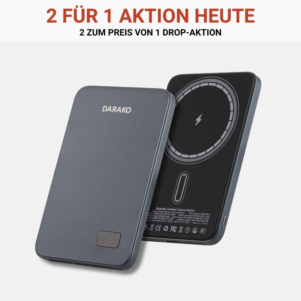 Darako™ PrimeCharge - magnetische Powerbank mit Überhitzungsschutz - DARAKO